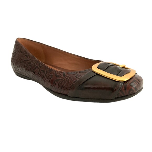 Nurture by Lamaze Flats Women Size 6M Brown Swan Leather Embossed Brazil - Picture 1 of 11